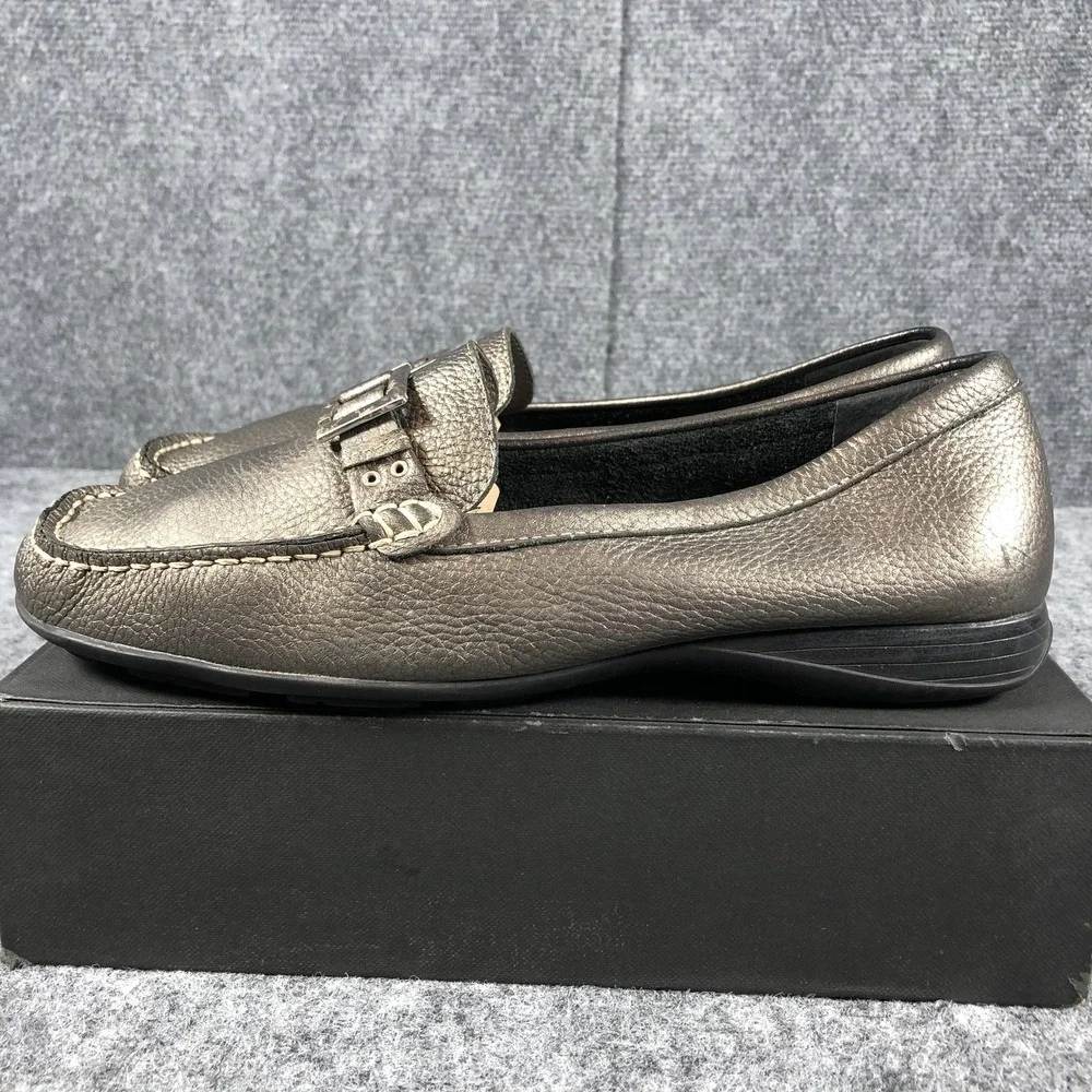 Naturalizer Shoes Womens‎ Size 8.5 M Metallic Pewter Pixie Loafers Driving Moc